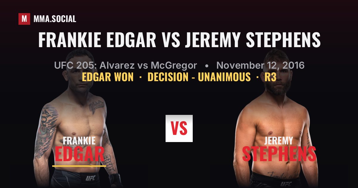 Frankie Edgar vs Jeremy Stephens - UFC 205 Scorecard | MMA.SOCIAL