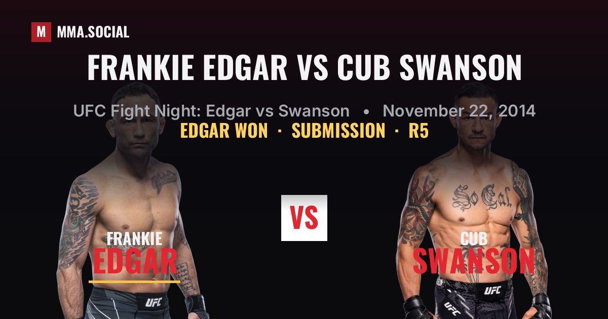 Frankie Edgar vs Cub Swanson result: Frankie Edgar won by Submission, UFC Fight Night: Edgar vs Swanson