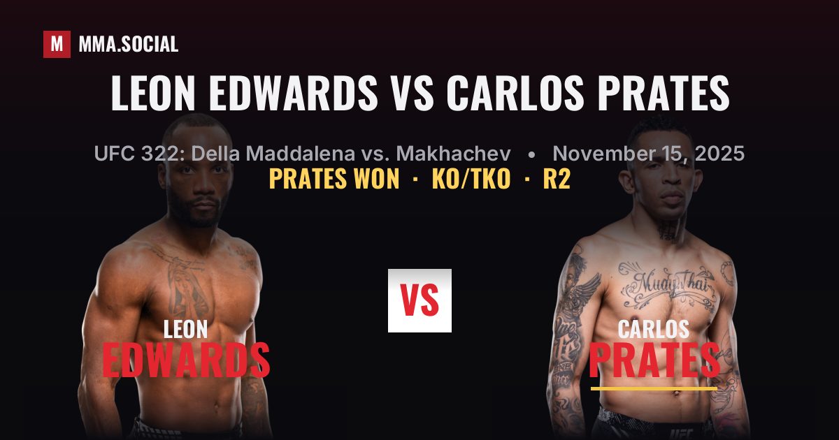 Leon Edwards vs Carlos Prates - UFC 322 Result | MMA.SOCIAL