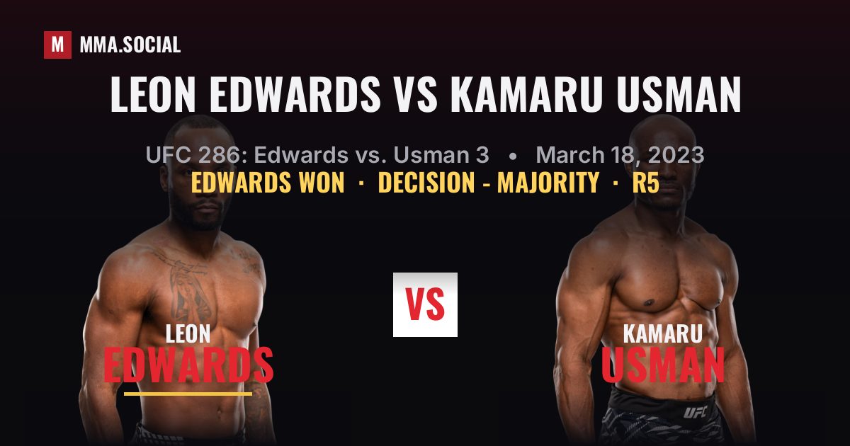 Leon Edwards vs Kamaru Usman - UFC 286 Scorecard | MMA.SOCIAL