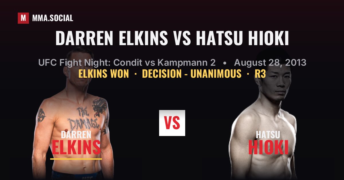 Darren Elkins vs Hatsu Hioki - UFC Fight Night | MMA.SOCIAL