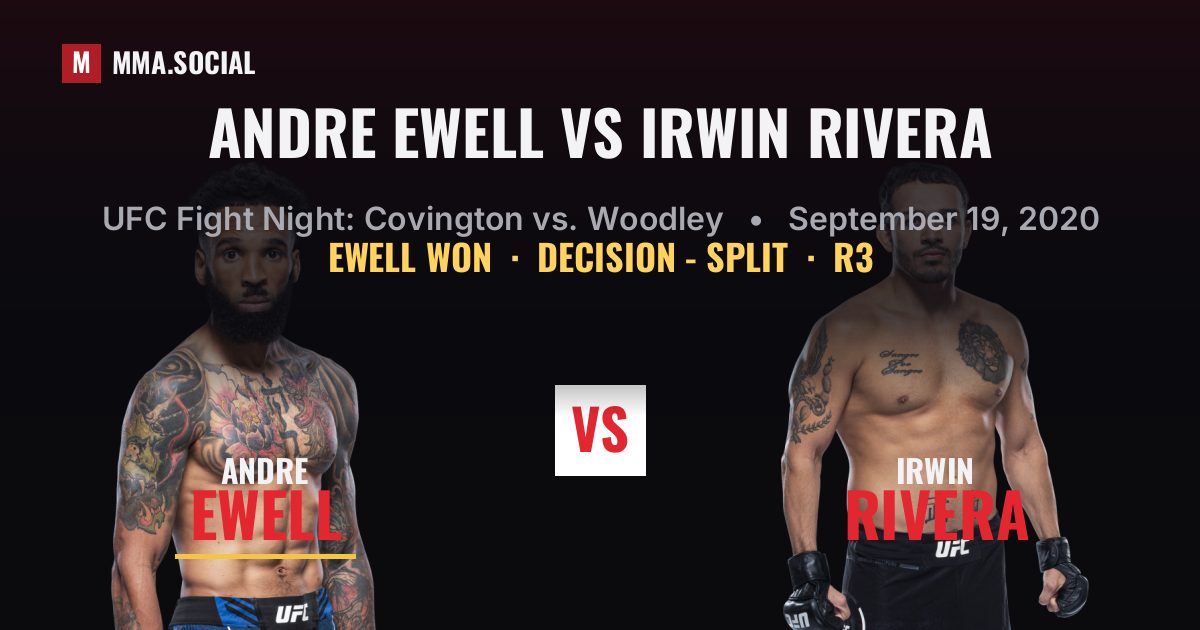 Andre Ewell vs Irwin Rivera result: Andre Ewell won by Decision - Split, UFC Fight Night: Covington vs. Woodley