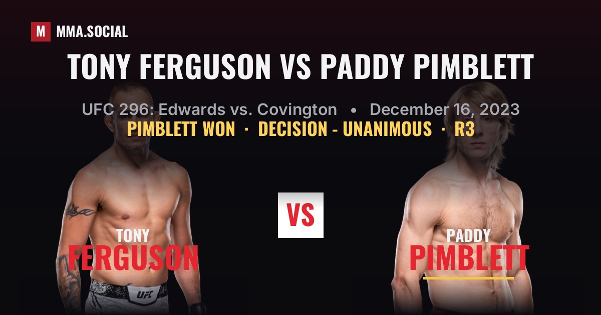 Tony Ferguson vs Paddy Pimblett - UFC 296 Scorecard | MMA.SOCIAL