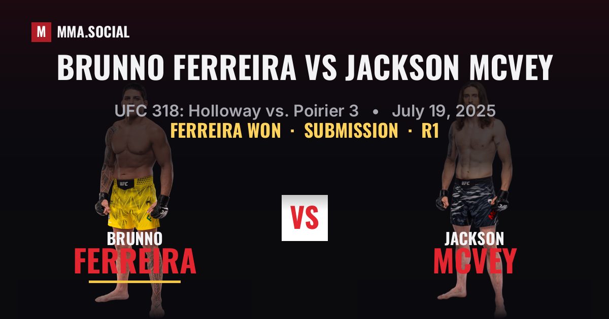 Brunno Ferreira vs Jackson McVey - UFC 318 Result | MMA.SOCIAL