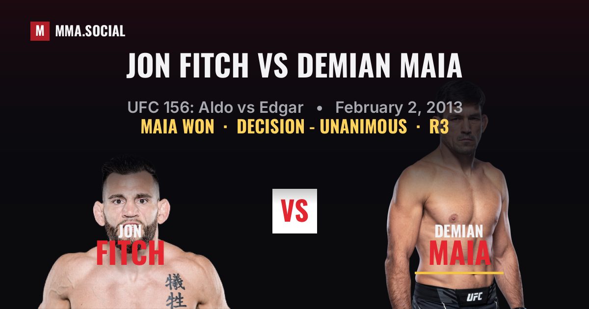 Jon Fitch vs Demian Maia result: Demian Maia won by Decision - Unanimous, UFC 156: Aldo vs Edgar