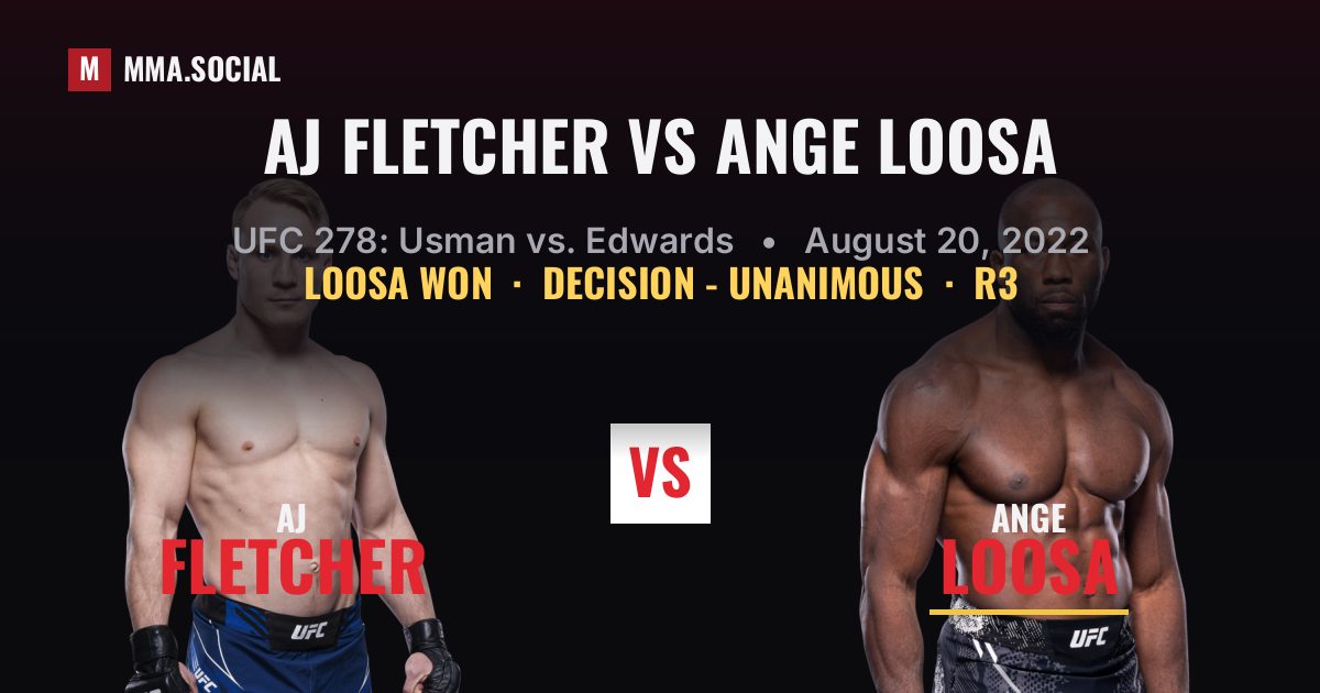 AJ Fletcher vs Ange Loosa result: Ange Loosa won by Decision - Unanimous, UFC 278: Usman vs. Edwards