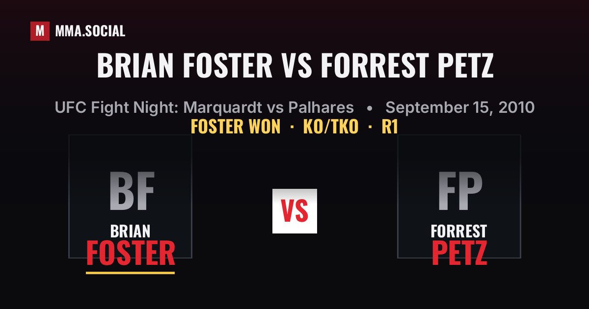 Brian Foster vs Forrest Petz result: Brian Foster won by KO/TKO, UFC Fight Night: Marquardt vs Palhares