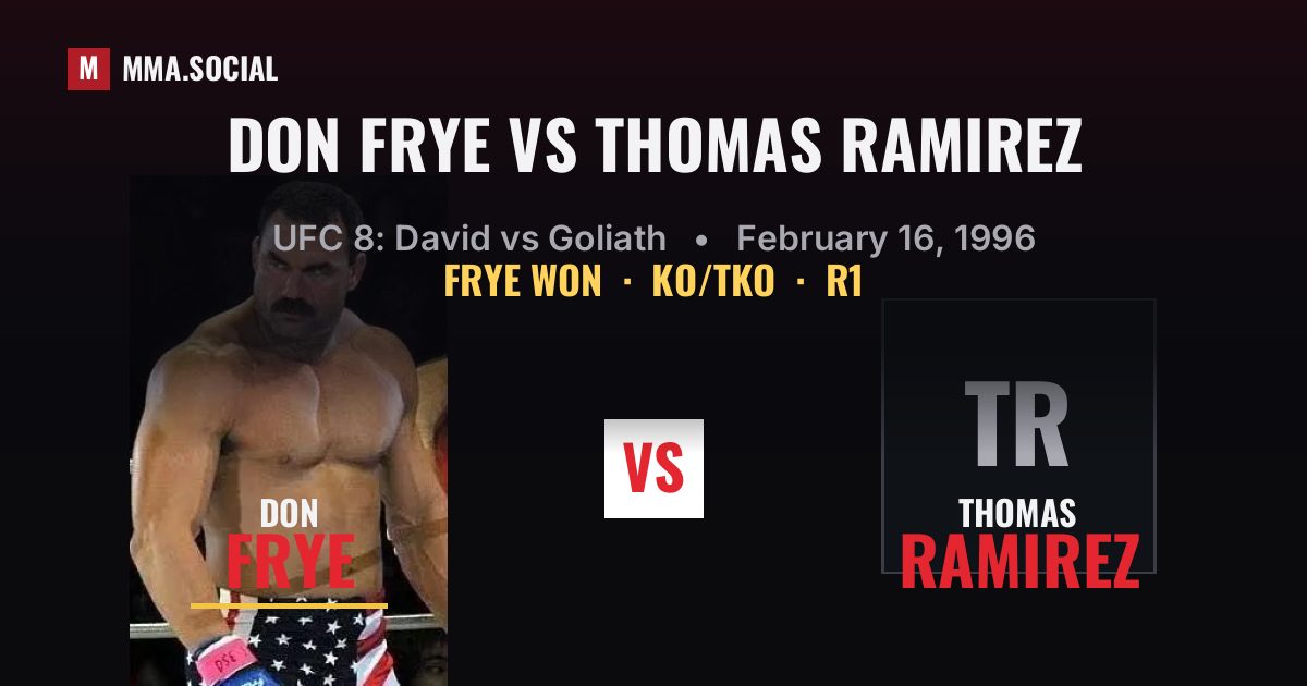 Don Frye vs Thomas Ramirez result: Don Frye won by KO/TKO, UFC 8: David vs Goliath