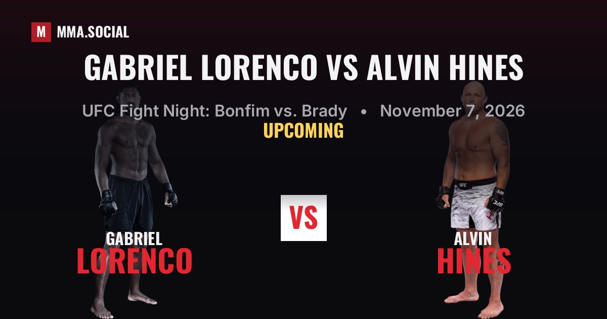 Gabriel Lorenco vs Alvin Hines, UFC Fight Night: Bonfim vs. Brady