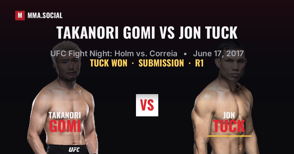 Takanori Gomi vs Jon Tuck result: Jon Tuck won by Submission, UFC Fight Night: Holm vs. Correia