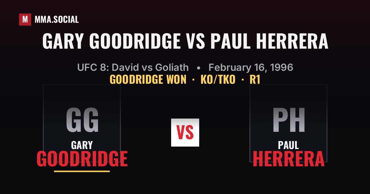Gary Goodridge vs Paul Herrera result: Gary Goodridge won by KO/TKO, UFC 8: David vs Goliath