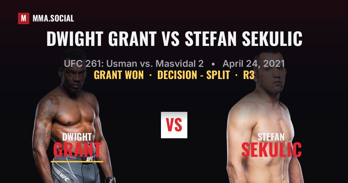 Dwight Grant vs Stefan Sekulic result: Dwight Grant won by Decision - Split, UFC 261: Usman vs. Masvidal 2
