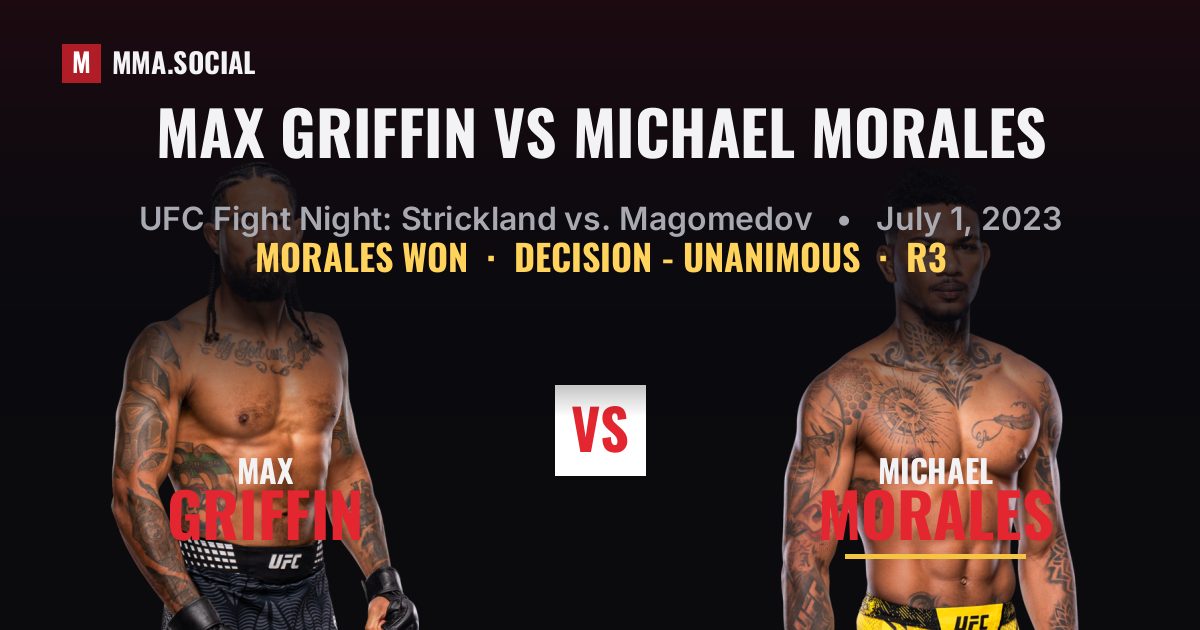 Max Griffin vs Michael Morales result: Michael Morales won by Decision - Unanimous, UFC Fight Night: Strickland vs. Magomedov