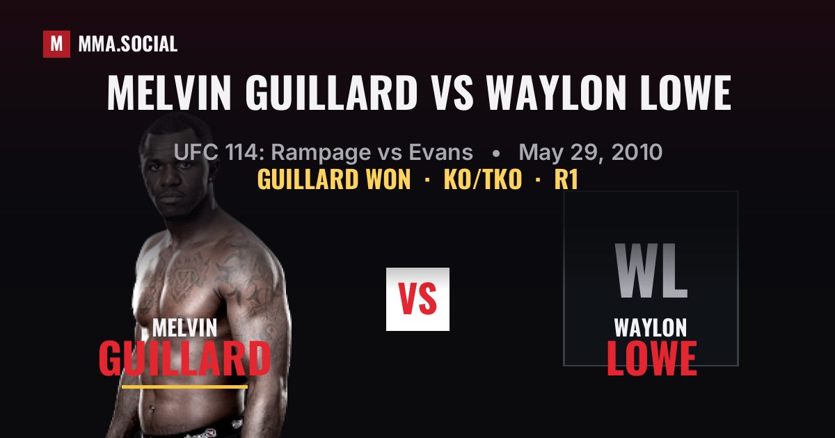 Melvin Guillard vs Waylon Lowe result: Melvin Guillard won by KO/TKO, UFC 114: Rampage vs Evans