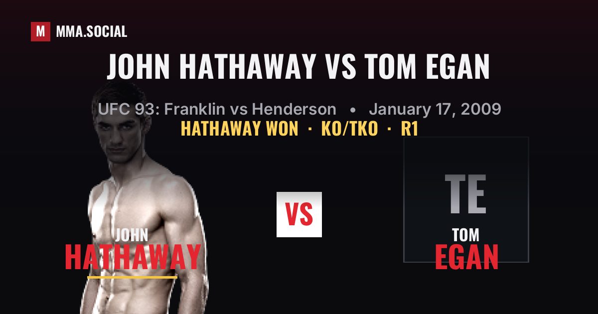 John Hathaway vs Tom Egan result: John Hathaway won by KO/TKO, UFC 93: Franklin vs Henderson