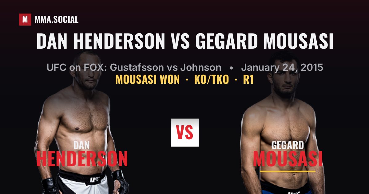 Dan Henderson vs Gegard Mousasi result: Gegard Mousasi won by KO/TKO, UFC on FOX: Gustafsson vs Johnson