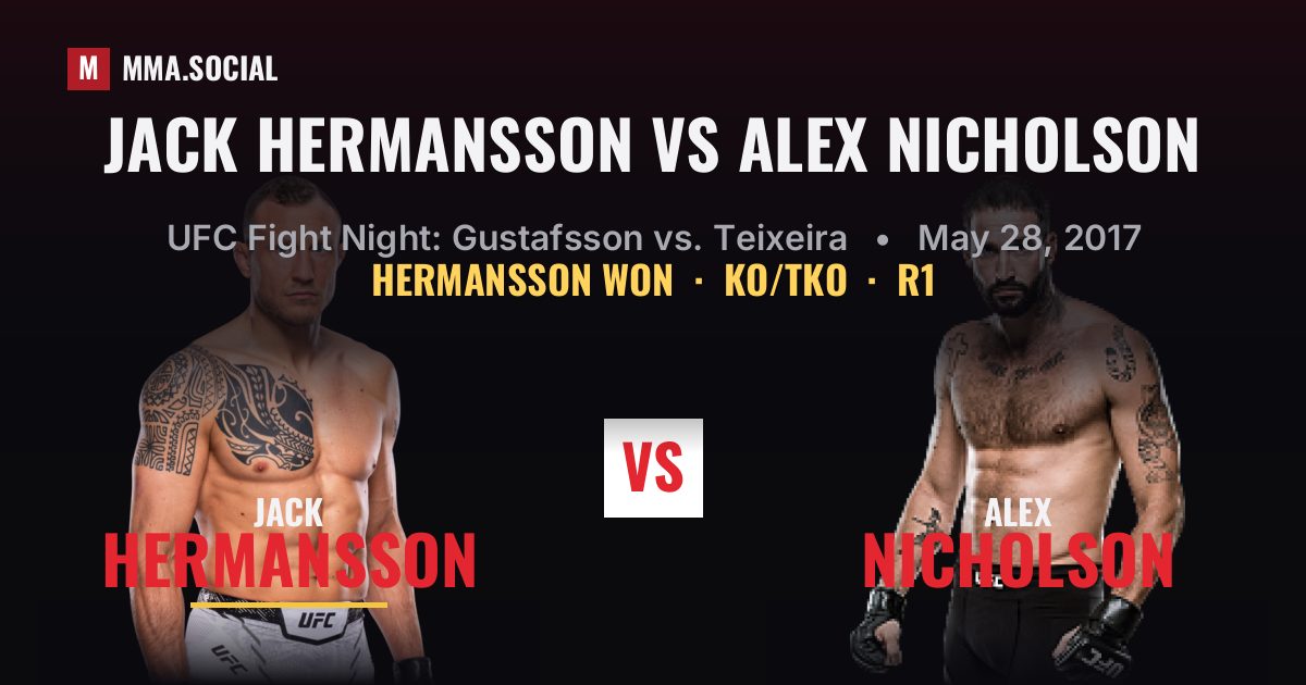 Jack Hermansson vs Alex Nicholson - UFC Fight Night | MMA.SOCIAL