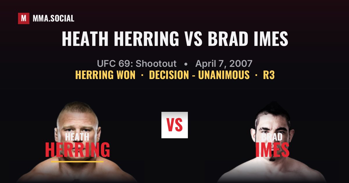Heath Herring vs Brad Imes result: Heath Herring won by Decision - Unanimous, UFC 69: Shootout