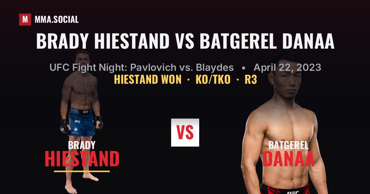 Brady Hiestand vs Batgerel Danaa result: Brady Hiestand won by KO/TKO, UFC Fight Night: Pavlovich vs. Blaydes