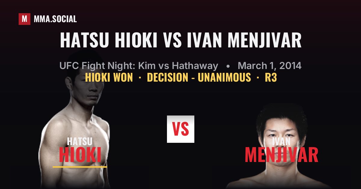 Hatsu Hioki vs Ivan Menjivar - UFC Fight Night | MMA.SOCIAL