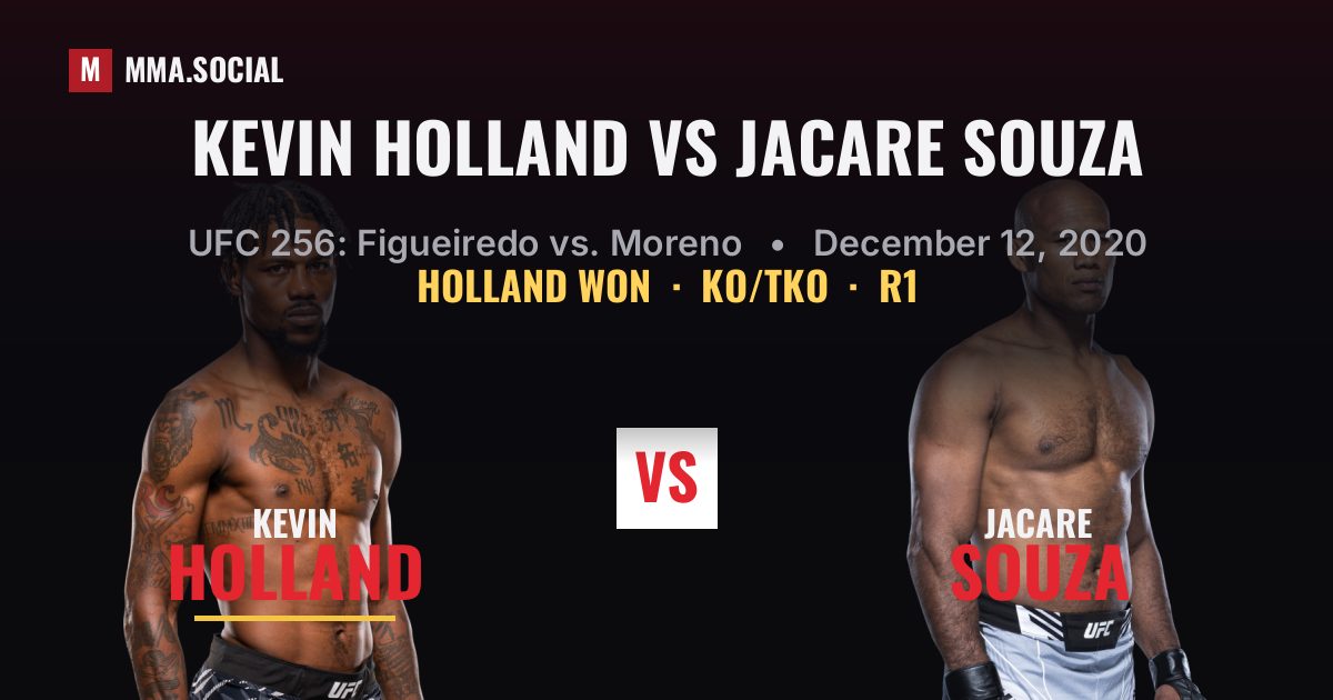 Kevin Holland vs Jacare Souza result: Kevin Holland won by KO/TKO, UFC 256: Figueiredo vs. Moreno