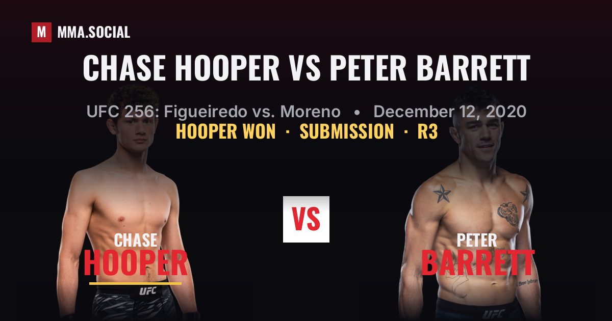 Chase Hooper vs Peter Barrett - UFC 256 Result | MMA.SOCIAL