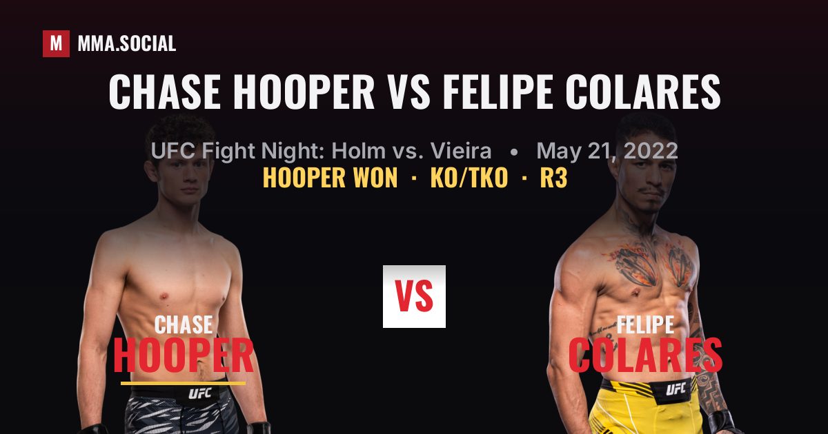 Chase Hooper vs Felipe Colares - UFC Fight Night | MMA.SOCIAL