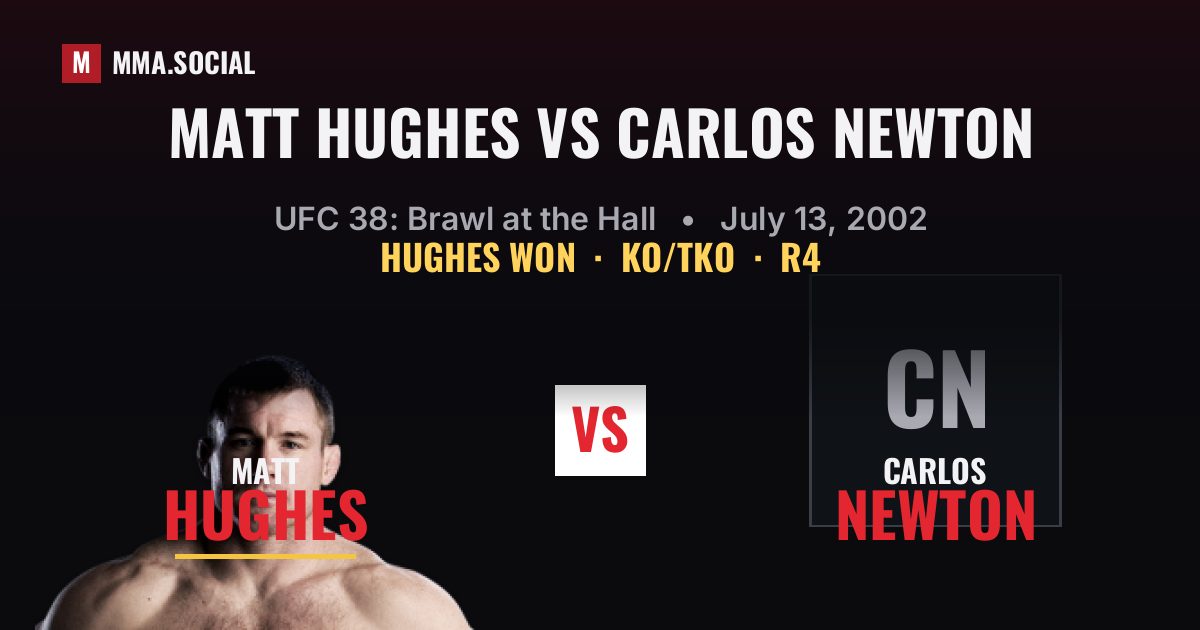 Matt Hughes vs Carlos Newton result: Matt Hughes won by KO/TKO, UFC 38: Brawl at the Hall