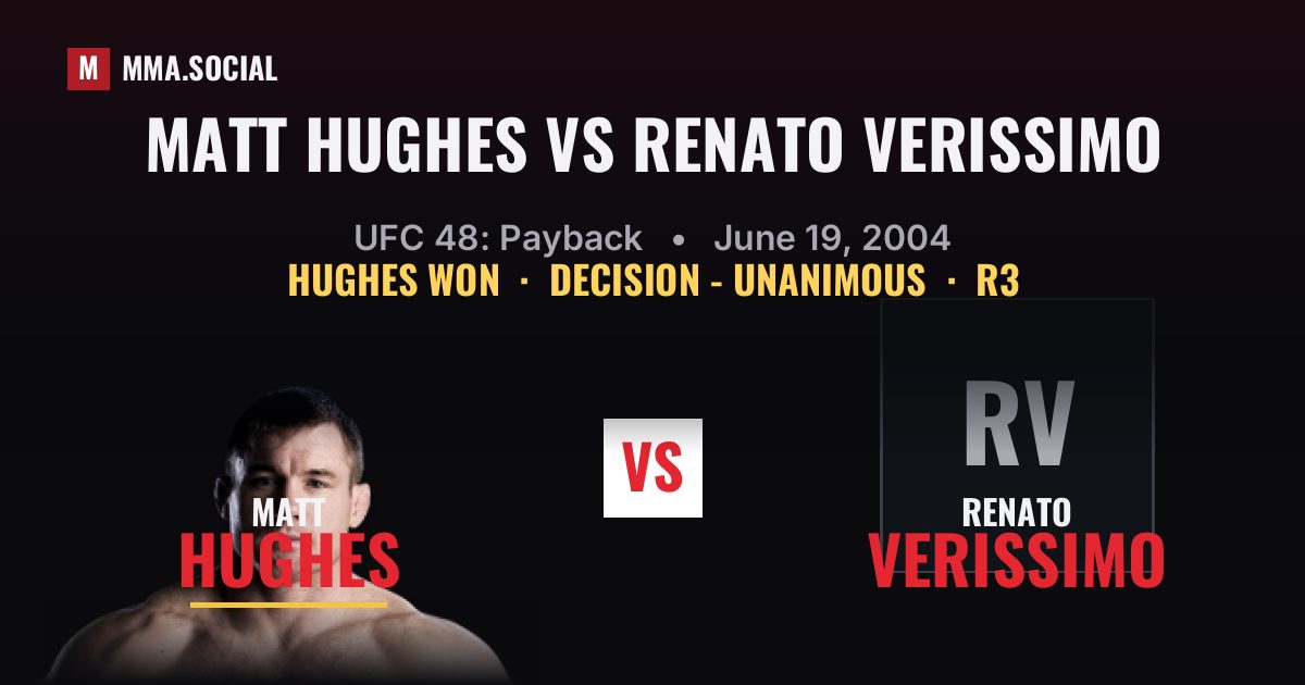 Matt Hughes vs Renato Verissimo - UFC 48: Payback | MMA.SOCIAL