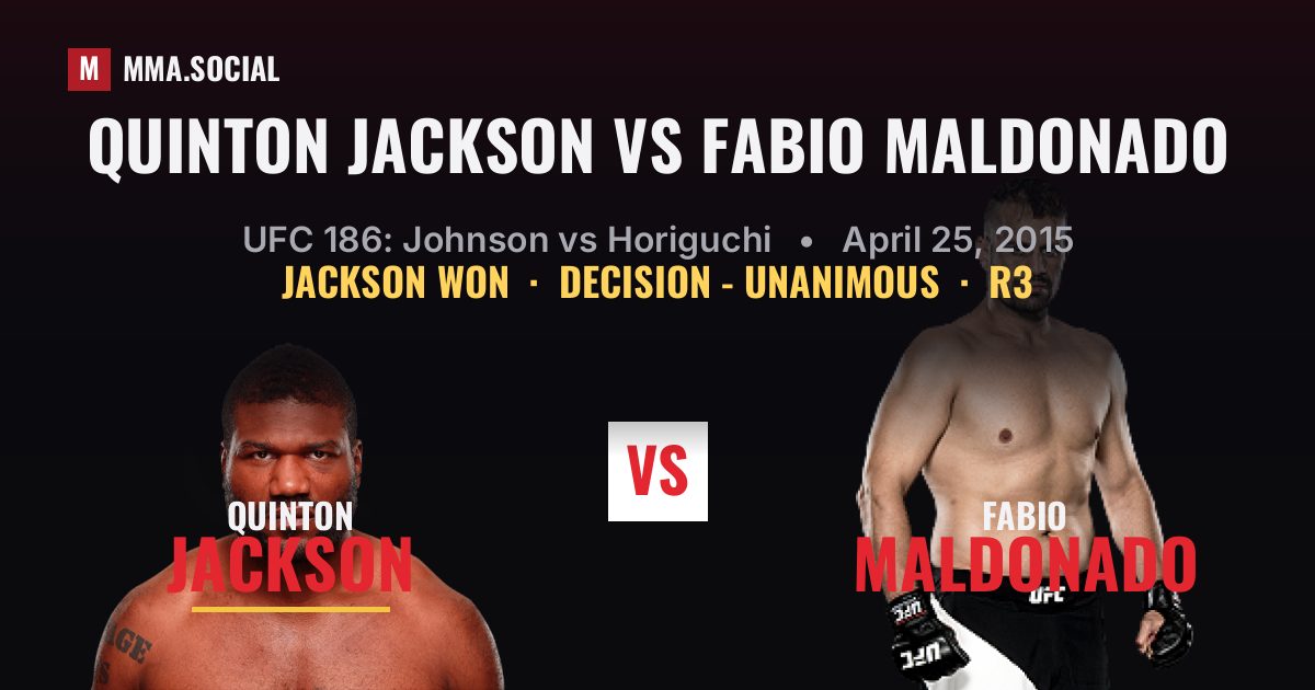 Quinton Jackson vs Fabio Maldonado result: Quinton Jackson won by Decision - Unanimous, UFC 186: Johnson vs Horiguchi