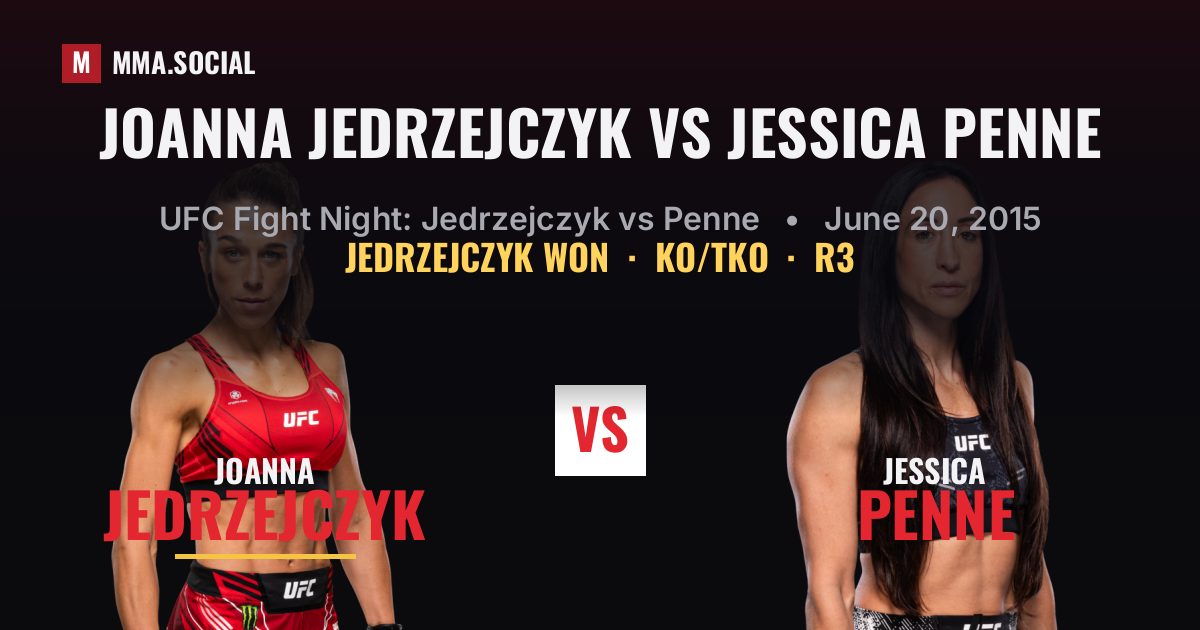 Joanna Jedrzejczyk vs Jessica Penne result: Joanna Jedrzejczyk won by KO/TKO, UFC Fight Night: Jedrzejczyk vs Penne