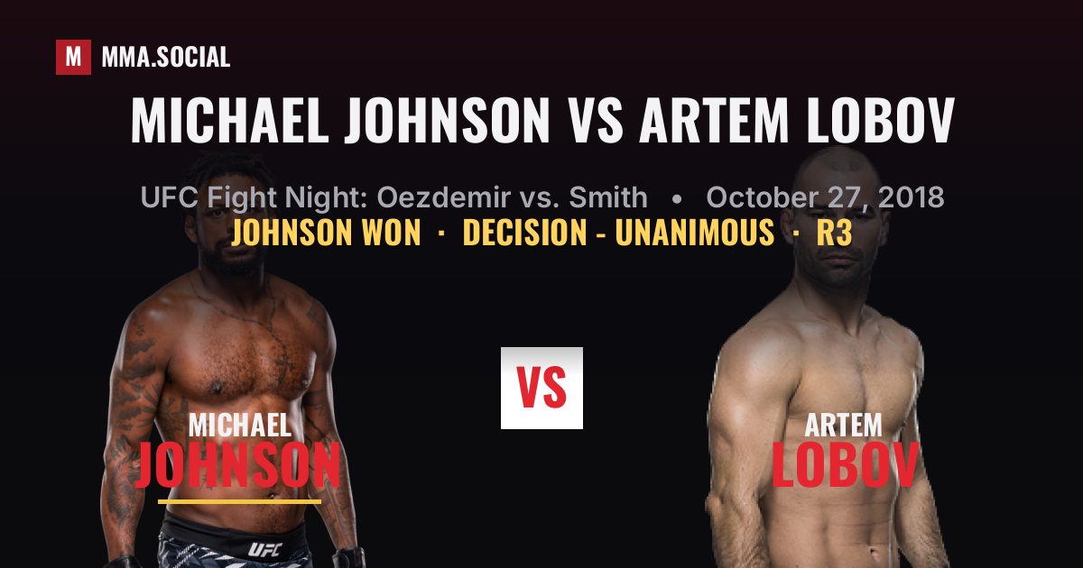 Michael Johnson vs Artem Lobov result: Michael Johnson won by Decision - Unanimous, UFC Fight Night: Oezdemir vs. Smith