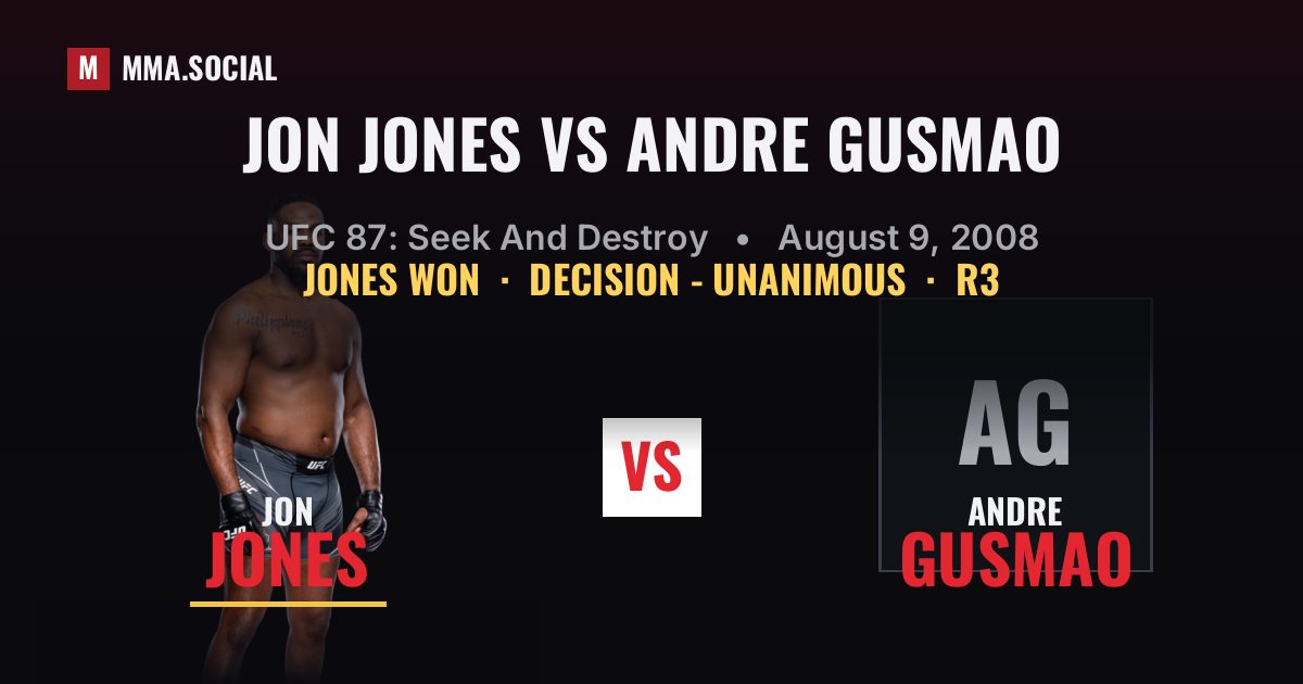 Jon Jones vs Andre Gusmao - UFC 87: Seek And Destroy | MMA.SOCIAL
