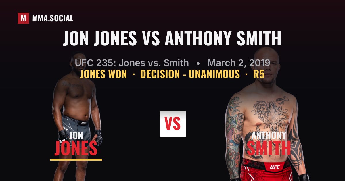 Jon Jones vs Anthony Smith - UFC 235 Scorecard | MMA.SOCIAL