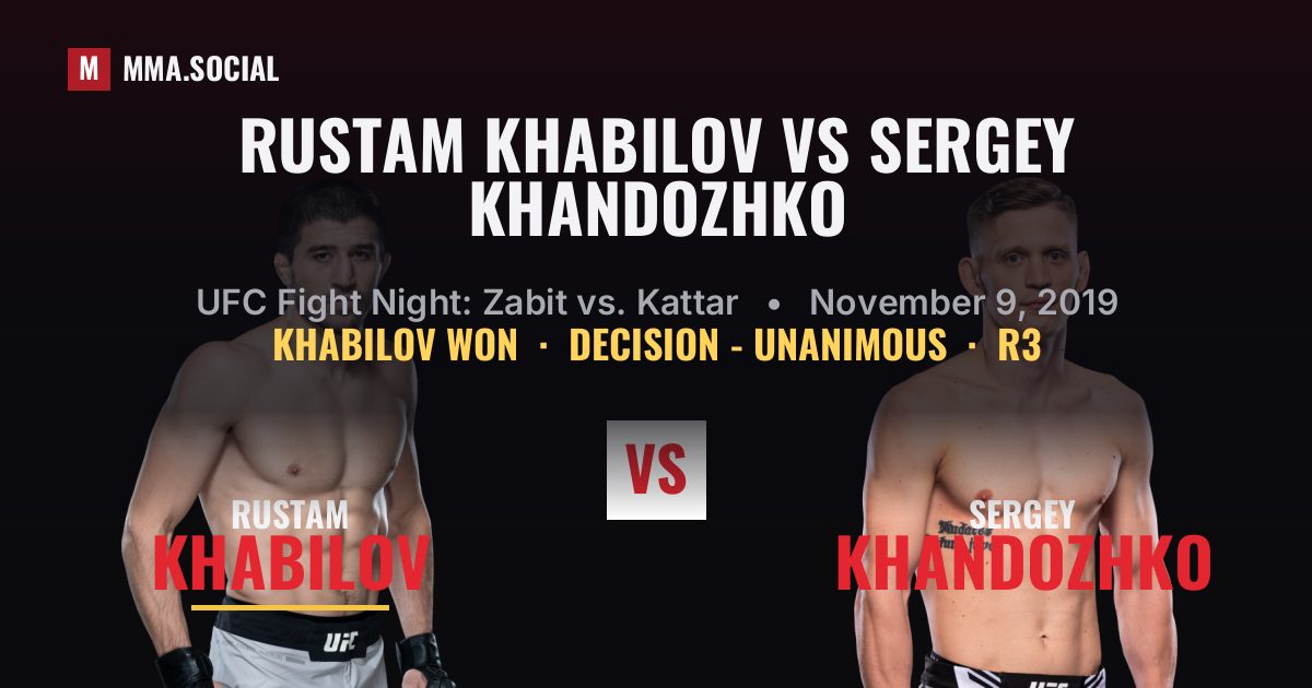 Rustam Khabilov vs Sergey Khandozhko result: Rustam Khabilov won by Decision - Unanimous, UFC Fight Night: Zabit vs. Kattar