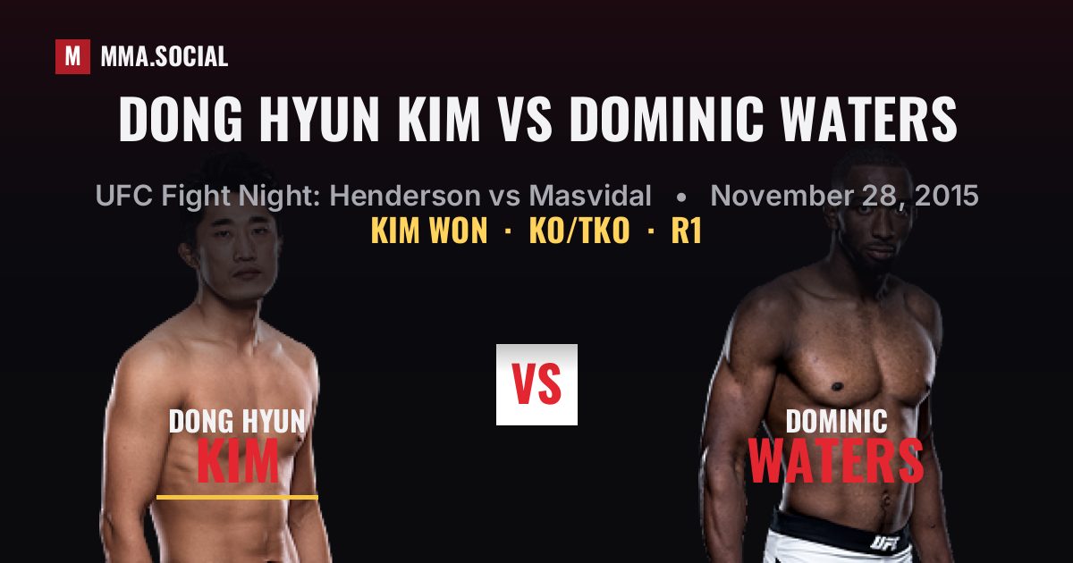 Dong Hyun Kim vs Dominic Waters result: Dong Hyun Kim won by KO/TKO, UFC Fight Night: Henderson vs Masvidal
