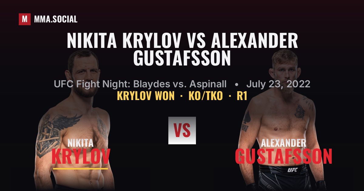 Nikita Krylov vs Alexander Gustafsson Result | MMA.SOCIAL