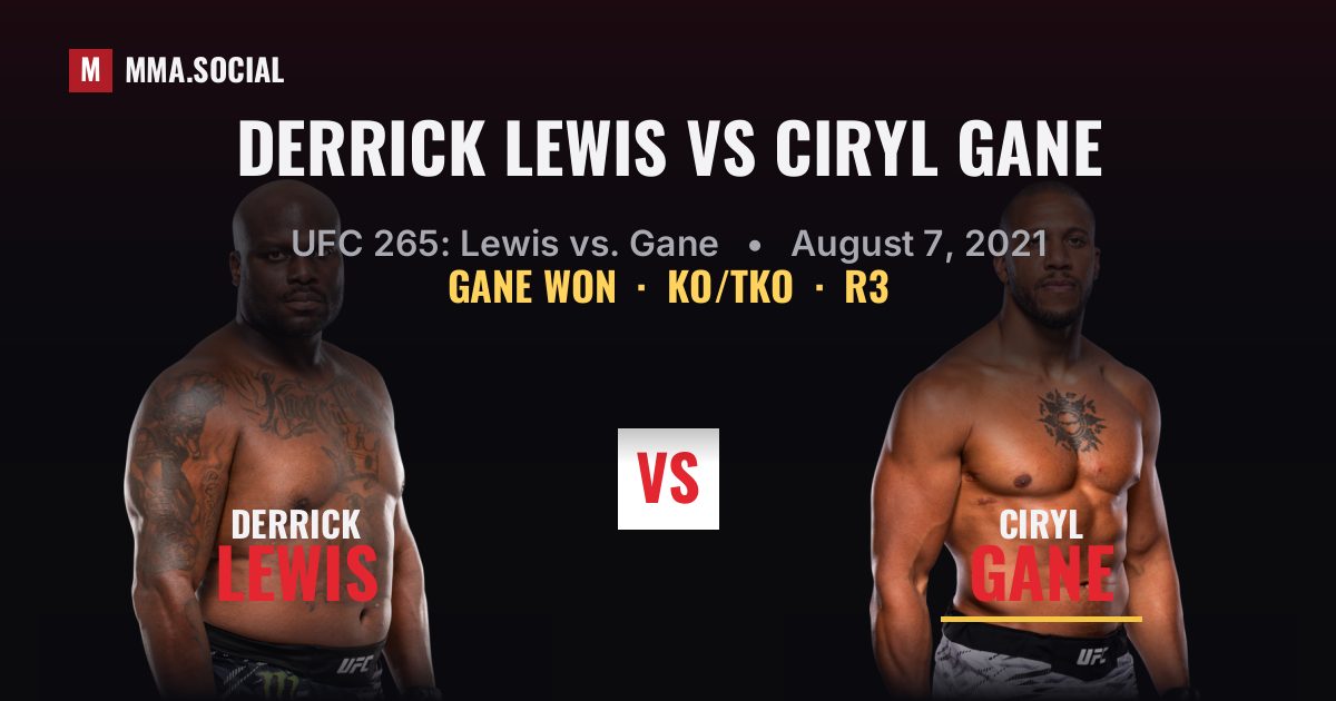 Derrick Lewis vs Ciryl Gane - UFC 265 Result | MMA.SOCIAL