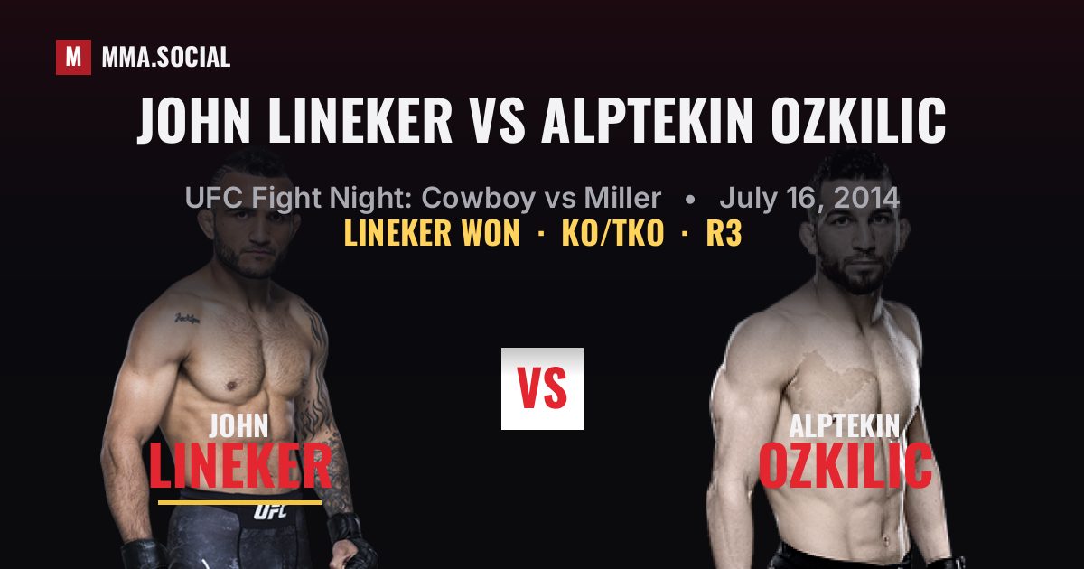 John Lineker vs Alptekin Ozkilic result: John Lineker won by KO/TKO, UFC Fight Night: Cowboy vs Miller