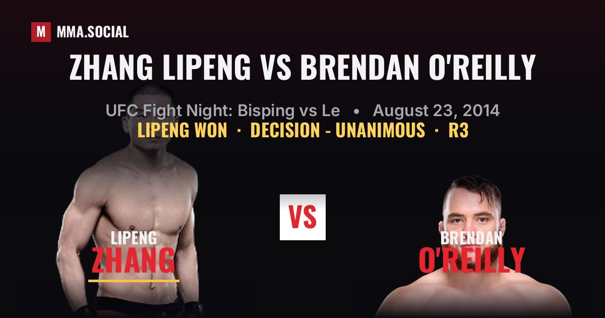 Zhang Lipeng vs Brendan O'Reilly - UFC Fight Night | MMA.SOCIAL