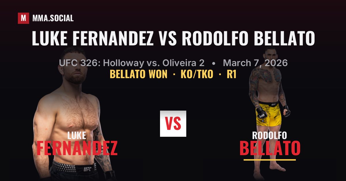 Luke Fernandez vs Rodolfo Bellato - UFC 326 Result | MMA.SOCIAL