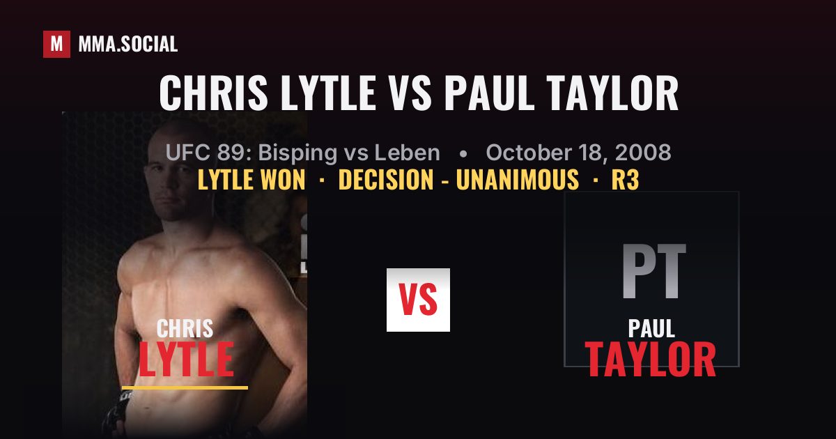 Chris Lytle vs Paul Taylor - UFC 89 Scorecard | MMA.SOCIAL