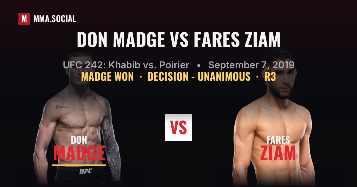 Don Madge vs Fares Ziam - UFC 242 Scorecard | MMA.SOCIAL