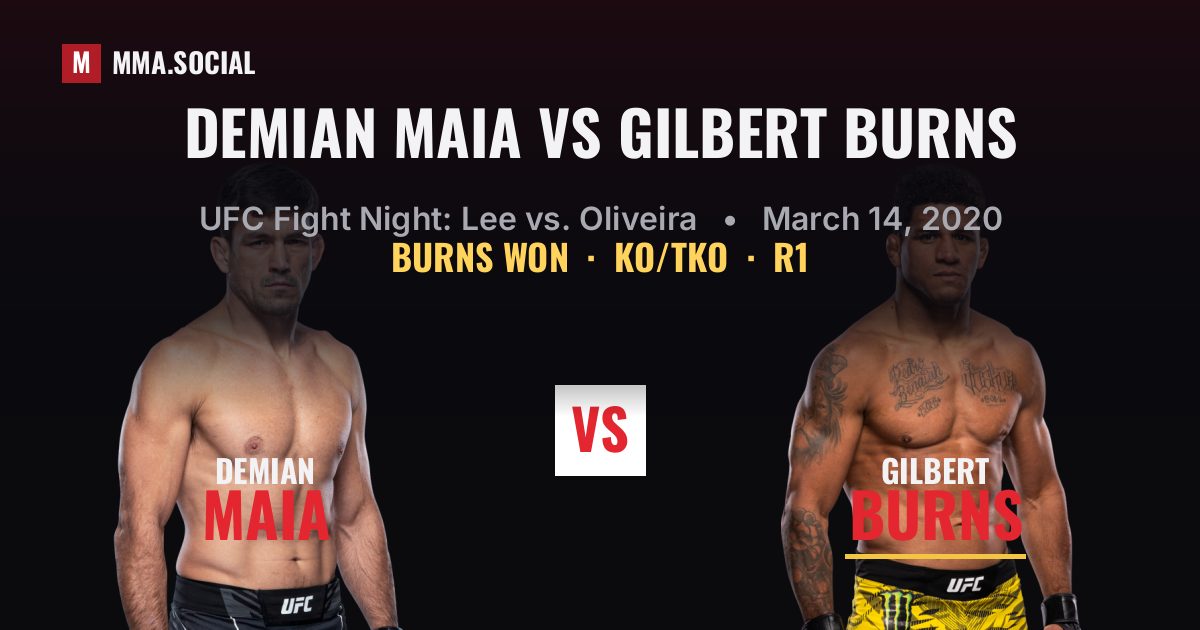 Demian Maia vs Gilbert Burns result: Gilbert Burns won by KO/TKO, UFC Fight Night: Lee vs. Oliveira