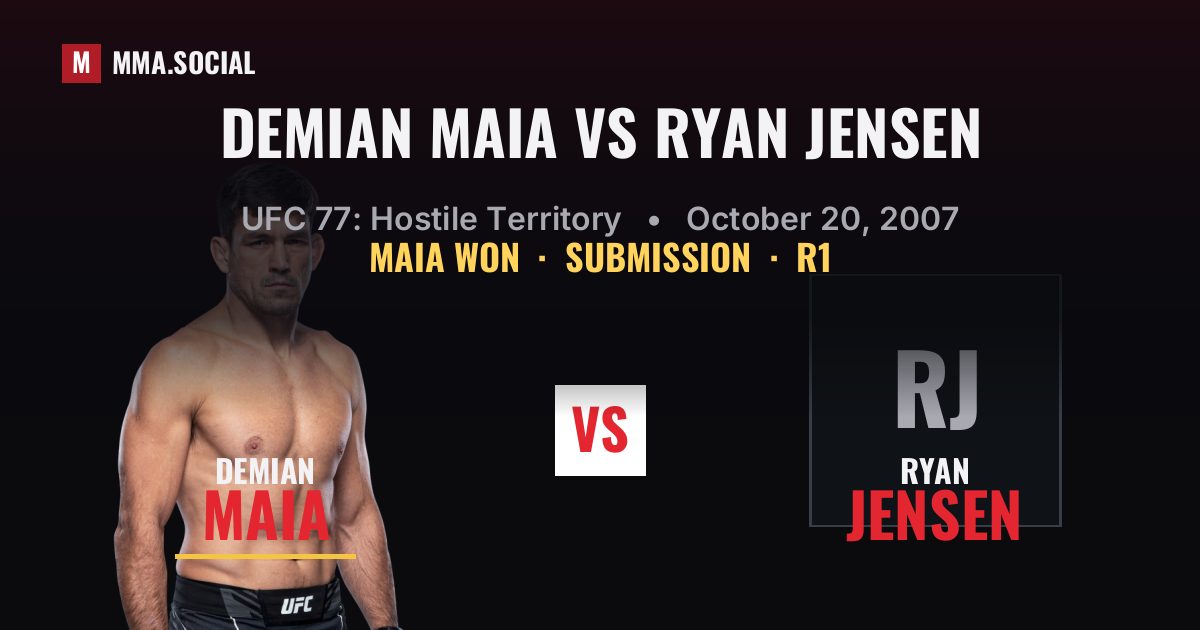 Demian Maia vs Ryan Jensen result: Demian Maia won by Submission, UFC 77: Hostile Territory