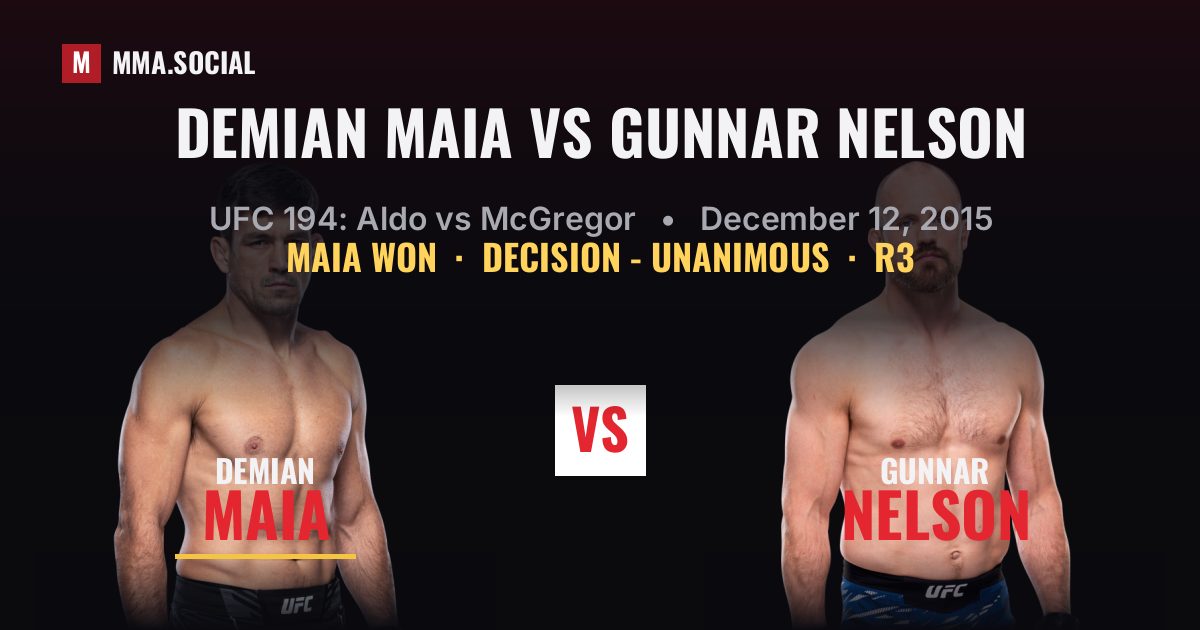 Demian Maia vs Gunnar Nelson - UFC 194 Scorecard | MMA.SOCIAL