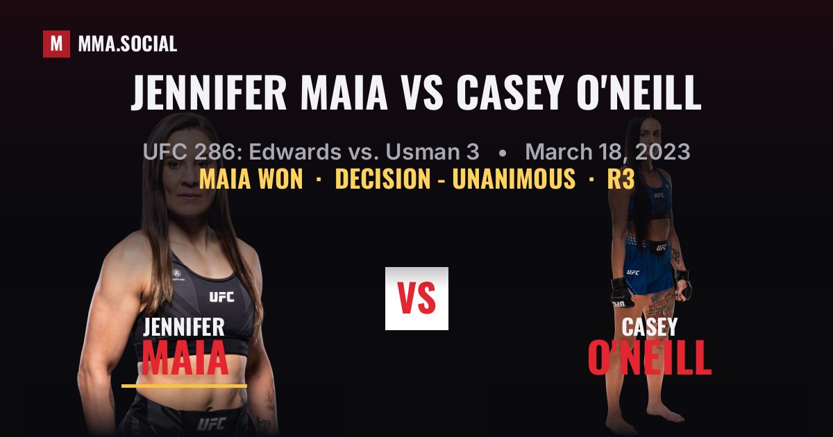 Jennifer Maia vs Casey O'Neill - UFC 286 Scorecard | MMA.SOCIAL