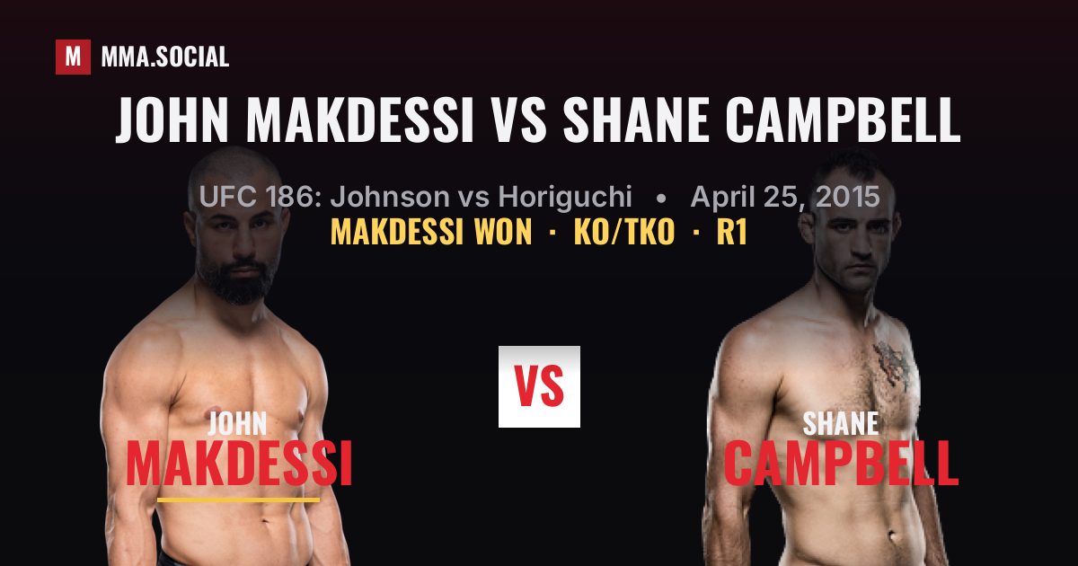 John Makdessi vs Shane Campbell result: John Makdessi won by KO/TKO, UFC 186: Johnson vs Horiguchi
