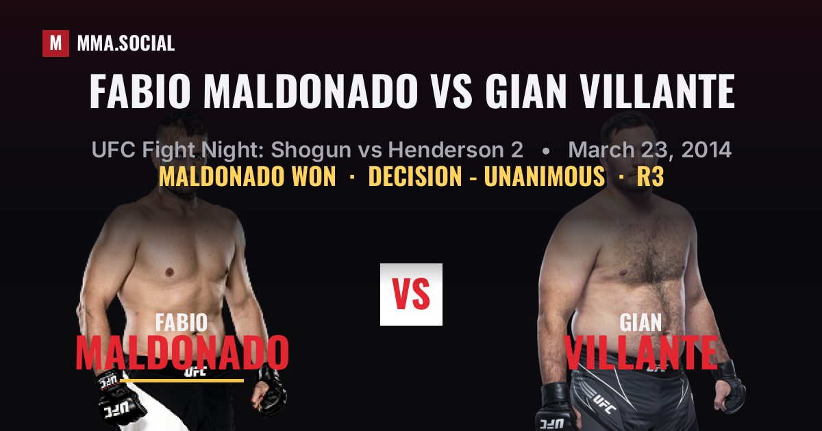 Fabio Maldonado vs Gian Villante result: Fabio Maldonado won by Decision - Unanimous, UFC Fight Night: Shogun vs Henderson 2