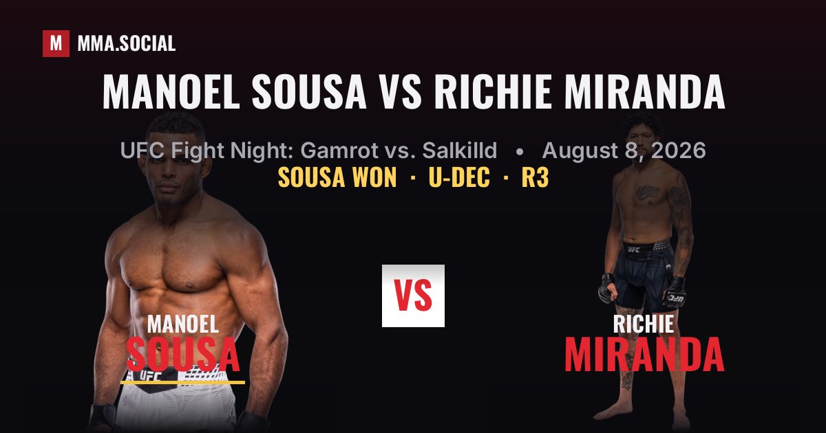 Manoel Sousa vs Richie Miranda - UFC Fight Night | MMA.SOCIAL